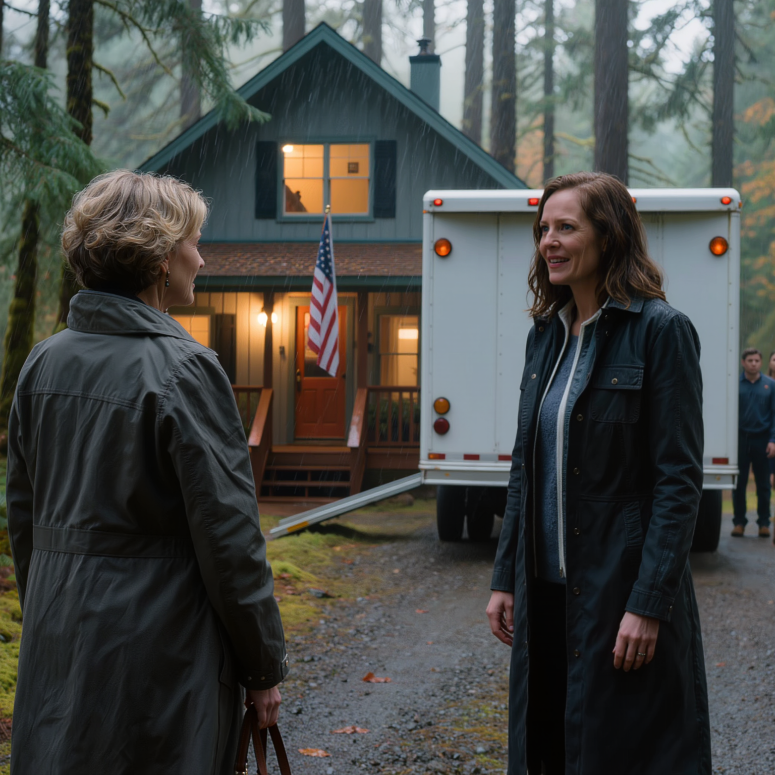 Egy hosszú seattle-i hét után visszaautóztam Cedar Havenbe a hideg, csendes-óceáni északnyugati esőben, majd megdermedtem, amikor megláttam a fiamat és a menyemet, amint kitakarítják a saját kezemmel épített házamat, de nem szálltam ki az autóból, csendben a táskámba csúsztattam a kezem.