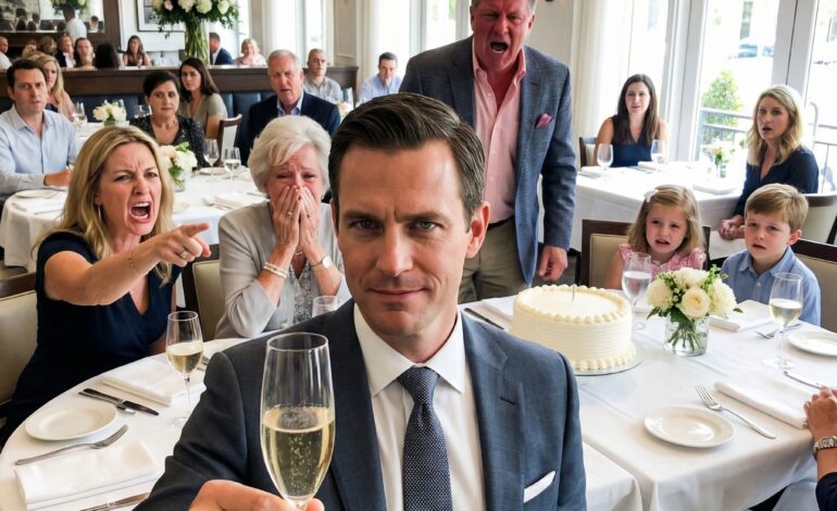 Az apja születésnapján a gyerekeimet leültették hátulra – miután mindenkit bevittem és kifizettem a szállodát. A húga vigyorgott: „A gyerekeidnek nem ide valók.” Az anyja bólintott. Felemeltem a poharamat, és azt mondtam: „20 másodperc.” 5-kor a bátyja befogta a száját. 10-kor az apja felállt. 20-kor az anyja azt suttogta: „Igaz ez?”