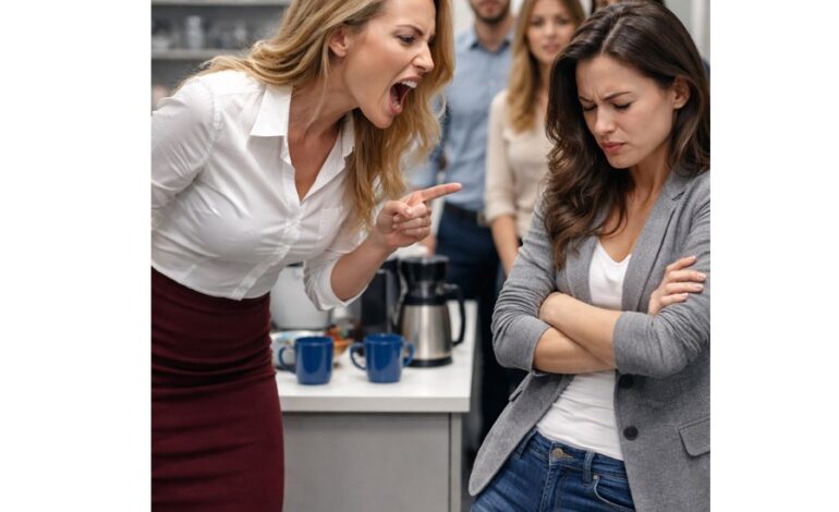 Álcázva és titokban a férjem cégénél dolgozva, ebédnél egyetlen egyszerű mozdulatot tettem – felvettem a vizét, és ittam belőle. A titkárnője azonnal felrobbant, mindenki előtt lecsapott rám, és azt kiáltotta: „Hogy merészeled meginni a férjem vizét?”