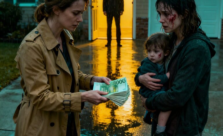 A férj kidobta a feleségét és a gyerekeit a házból, de a szeretője követte őket, adott a nőnek 10 000 eurót, és a fülébe súgta: „Gyere vissza három nap múlva… lesz egy meglepetésed…” Aznap éjjel ömlött az eső. Nem lágy, romantikus eső. Nem. Hideg volt, nehéz, az a fajta, ami a ruhádra tapad, és úgy érzed, mintha ki akarna törölni a világból.