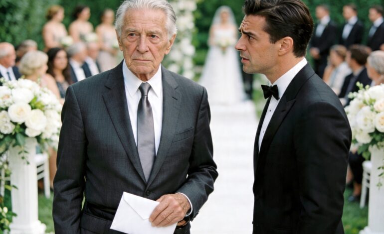 Amikor megérkeztem a fiam esküvőjére, kijött, hogy üdvözöljön, és azt mondta: „Apa, nem hívtalak meg. Családok jönnek ide, de te már nem vagy a miénk. Menj el.” Mosolyogva válaszoltam nyugodtan: „Rendben, fiam… de ne felejtsd el megnézni a telefonod.” Elmentem. Amikor megnézte a telefonját…